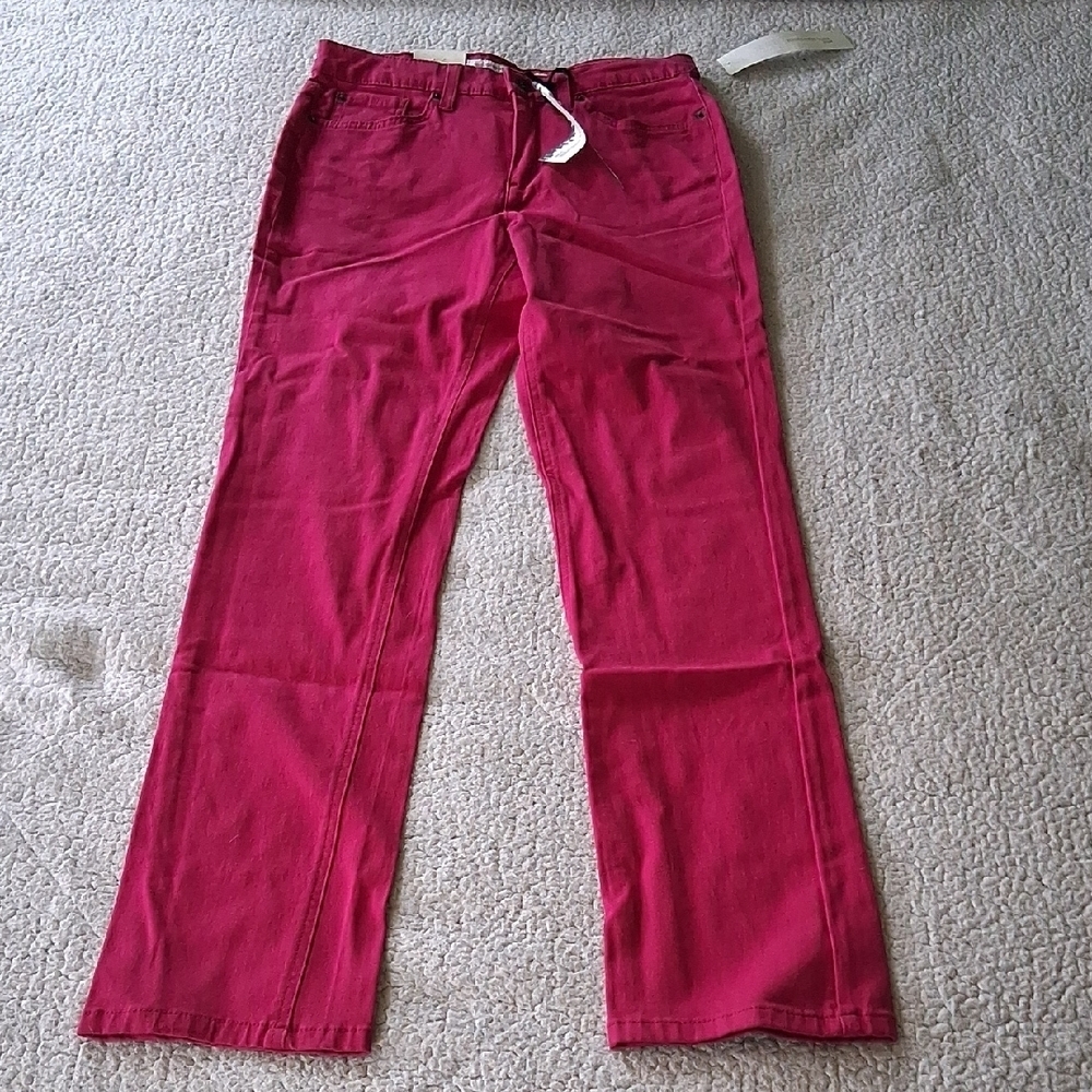 New Jones New York Women's Straight Leg Jeans - Red